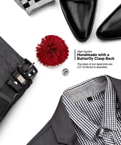 Vittorio Vico Unisex Carnation Flower Lapel Pin - Suits You Sir - Burgundy - 