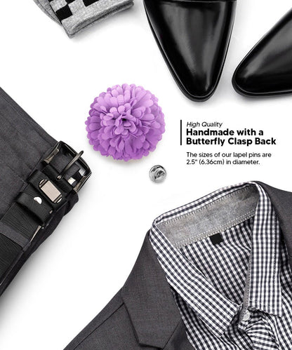 Vittorio Vico Unisex Carnation Flower Lapel Pin - Suits You Sir - Lavender - 