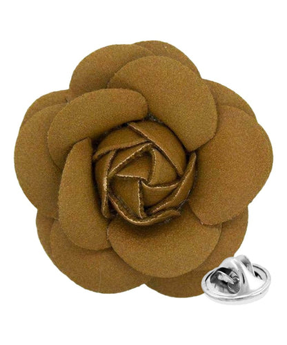 Vittorio Vico Unisex Leather Flower Lapel Pin - Suits You Sir - Brown - 