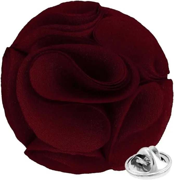 Vittorio Vico Unisex Rose Flower Lapel Pin - Suits You Sir - Burgundy - 