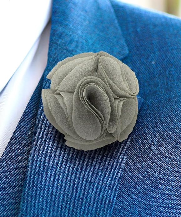 Vittorio Vico Unisex Rose Flower Lapel Pin - Suits You Sir - Gray - 