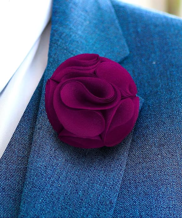 Vittorio Vico Unisex Rose Flower Lapel Pin - Suits You Sir - Magenta - 