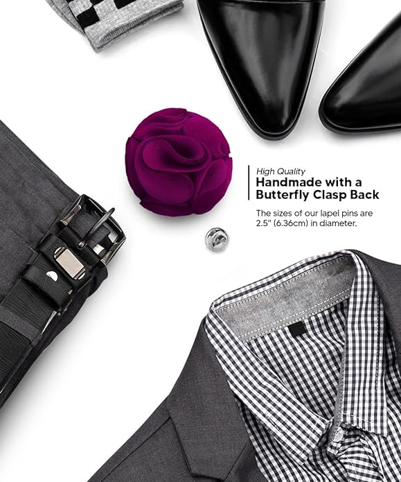 Vittorio Vico Unisex Rose Flower Lapel Pin - Suits You Sir - Magenta - 