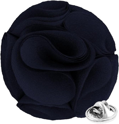 Vittorio Vico Unisex Rose Flower Lapel Pin - Suits You Sir - Navy Blue - 