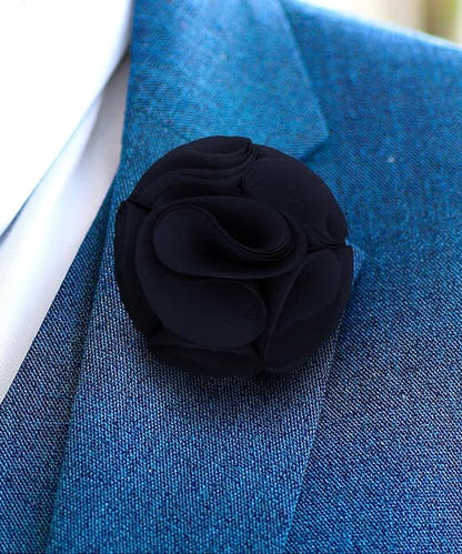 Vittorio Vico Unisex Rose Flower Lapel Pin - Suits You Sir - Navy Blue - 