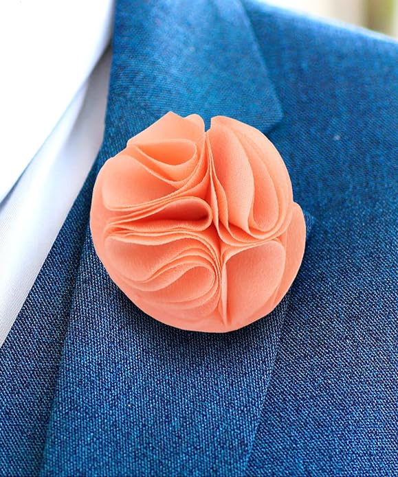 Vittorio Vico Unisex Rose Flower Lapel Pin - Suits You Sir - Peach - 
