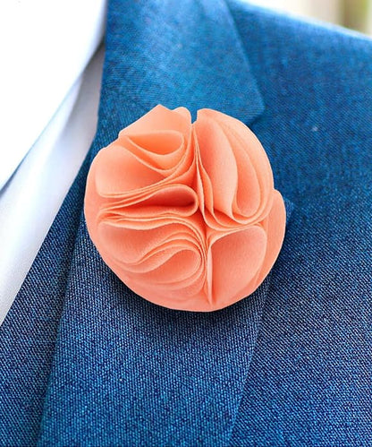 Vittorio Vico Unisex Rose Flower Lapel Pin - Suits You Sir - Peach - 