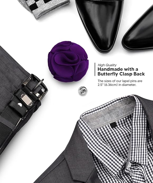 Vittorio Vico Unisex Rose Flower Lapel Pin - Suits You Sir - Purple - 