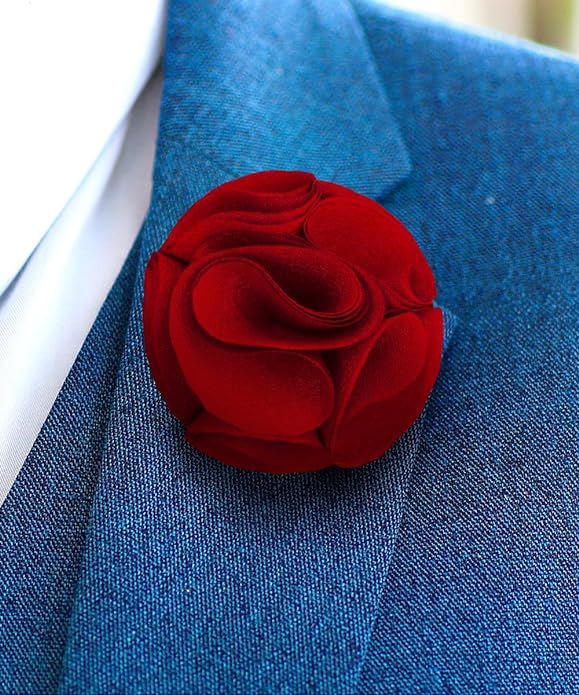 Vittorio Vico Unisex Rose Flower Lapel Pin - Suits You Sir - Red - 