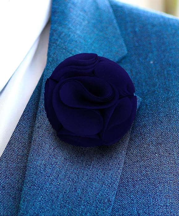 Vittorio Vico Unisex Rose Flower Lapel Pin - Suits You Sir - Royal Blue - 