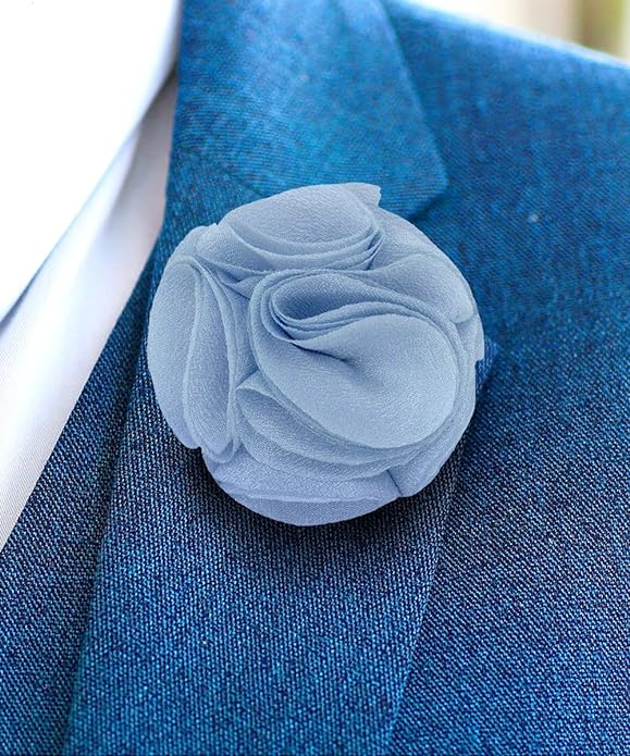 Vittorio Vico Unisex Rose Flower Lapel Pin - Suits You Sir - Sky Blue - 