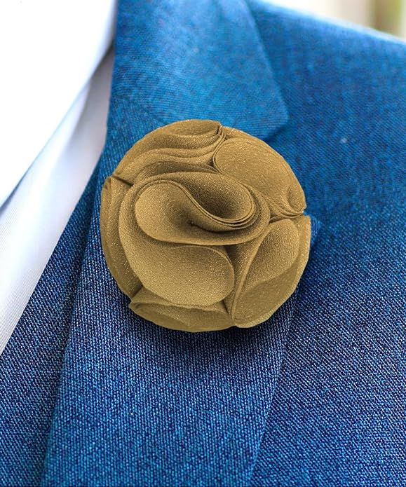 Vittorio Vico Unisex Rose Flower Lapel Pin - Suits You Sir - Tan - 