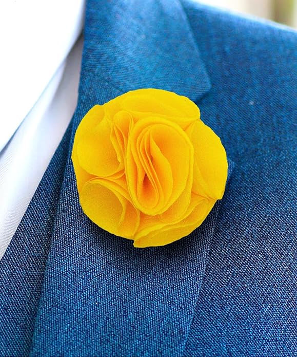 Vittorio Vico Unisex Rose Flower Lapel Pin - Suits You Sir - Yellow - 