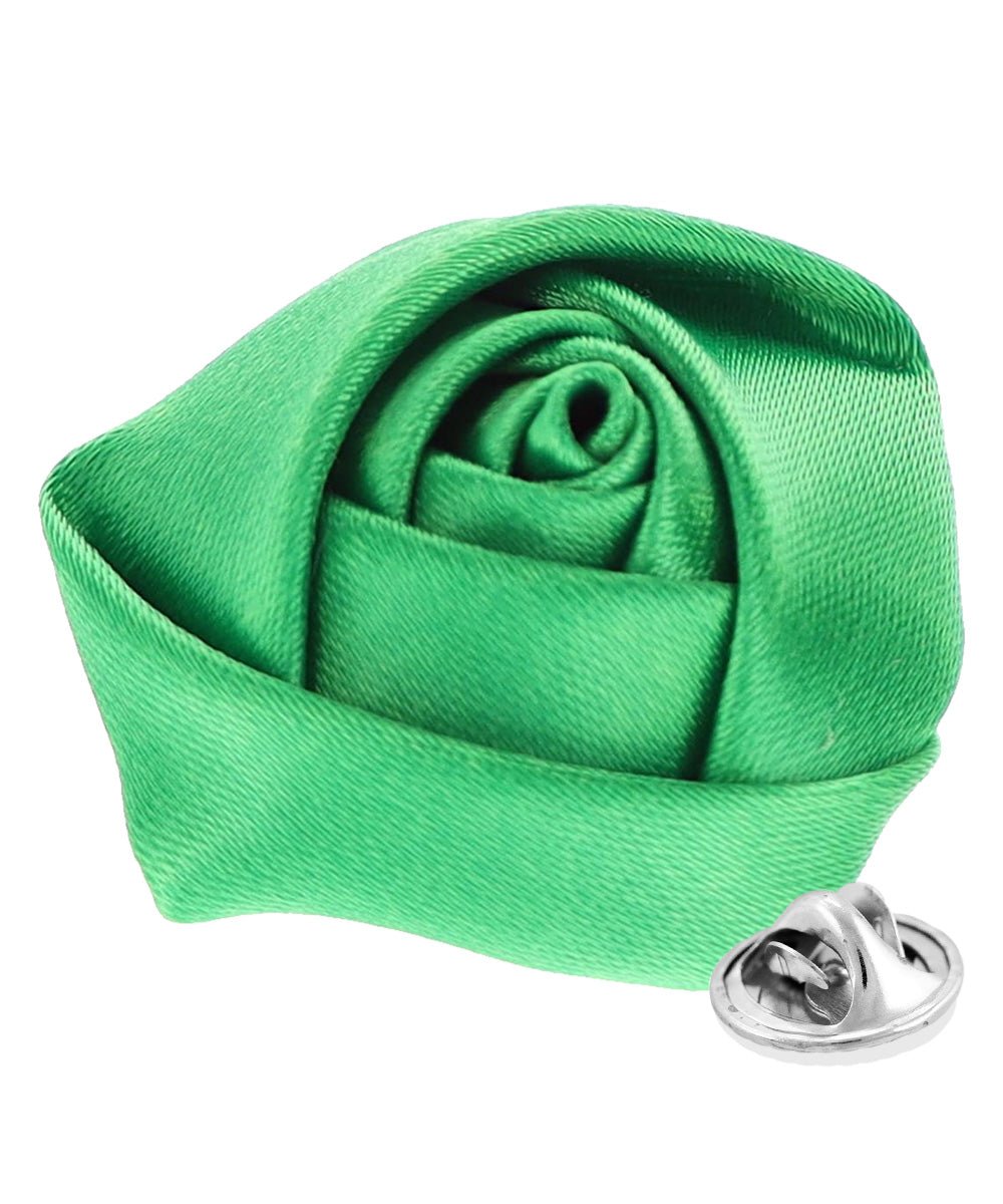 Vittorio Vico Unisex Satin Rose Bud Flower Lapel Pin - Suits You Sir - Kelly Green - 