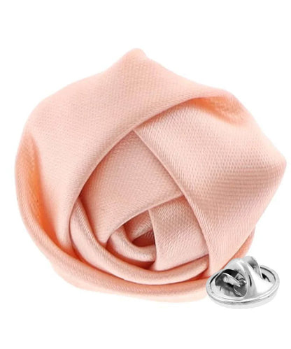 Vittorio Vico Unisex Satin Rose Bud Flower Lapel Pin - Suits You Sir - Peach - 