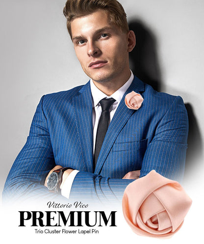 Vittorio Vico Unisex Satin Rose Bud Flower Lapel Pin - Suits You Sir - Peach - 