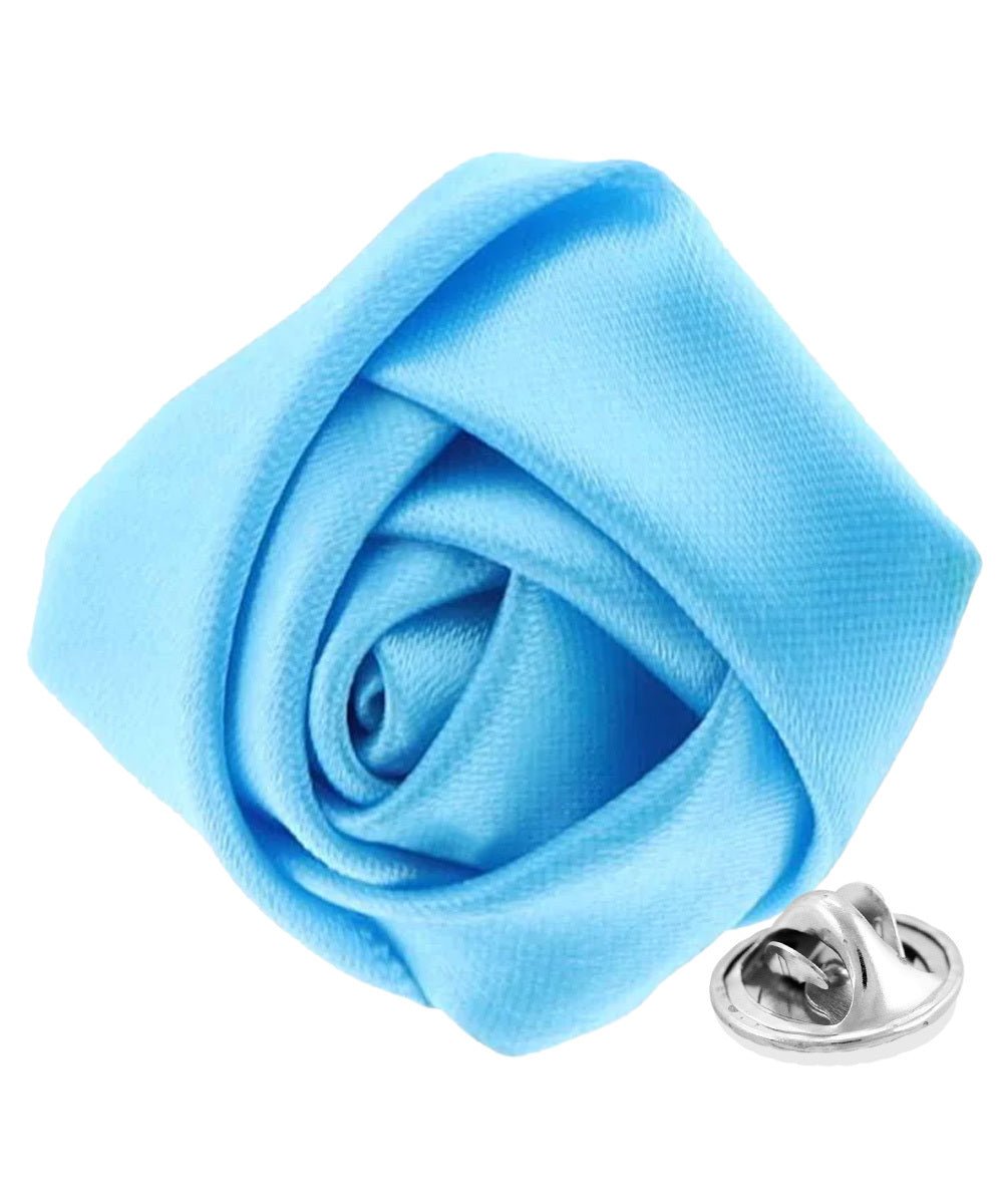 Vittorio Vico Unisex Satin Rose Bud Flower Lapel Pin - Suits You Sir - Turquoise - 