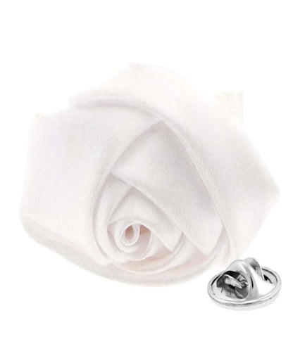 Vittorio Vico Unisex Satin Rose Bud Flower Lapel Pin - Suits You Sir - White - 