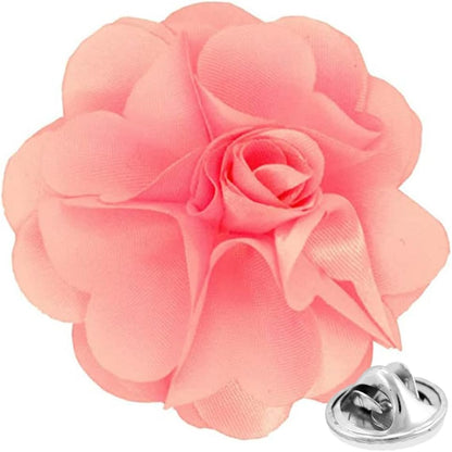 Vittorio Vico Unisex Satin Solid Flower Lapel Pin - Suits You Sir - Pink - 