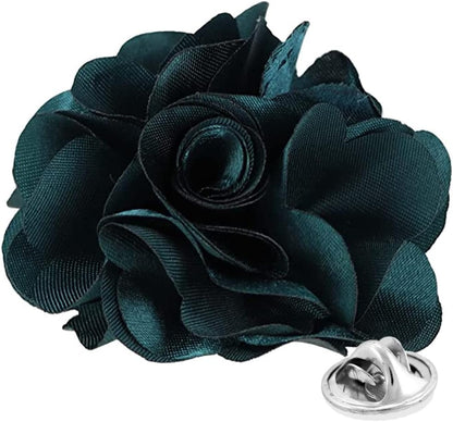 Vittorio Vico Unisex Satin Solid Flower Lapel Pin - Suits You Sir - Teal Green - 