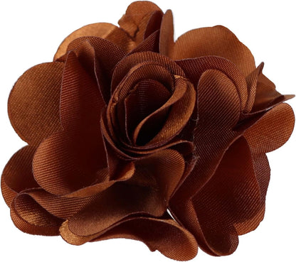 Vittorio Vico Unisex Satin Solid Flower Lapel Pin - Suits You Sir - Whiskey Brown - 