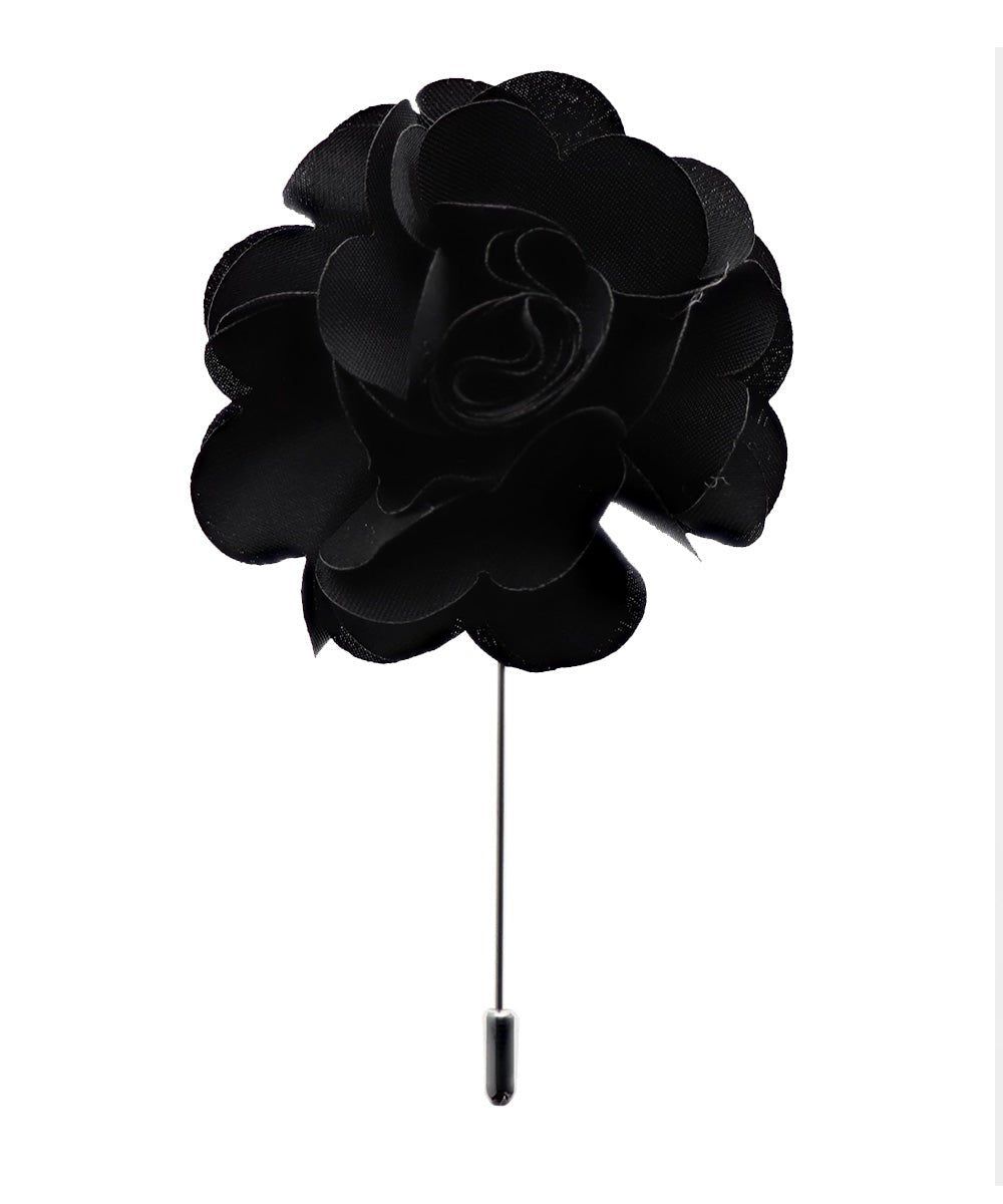 Vittorio Vico Unisex Satin Stick Flower Lapel Pin - Suits You Sir - Black - 