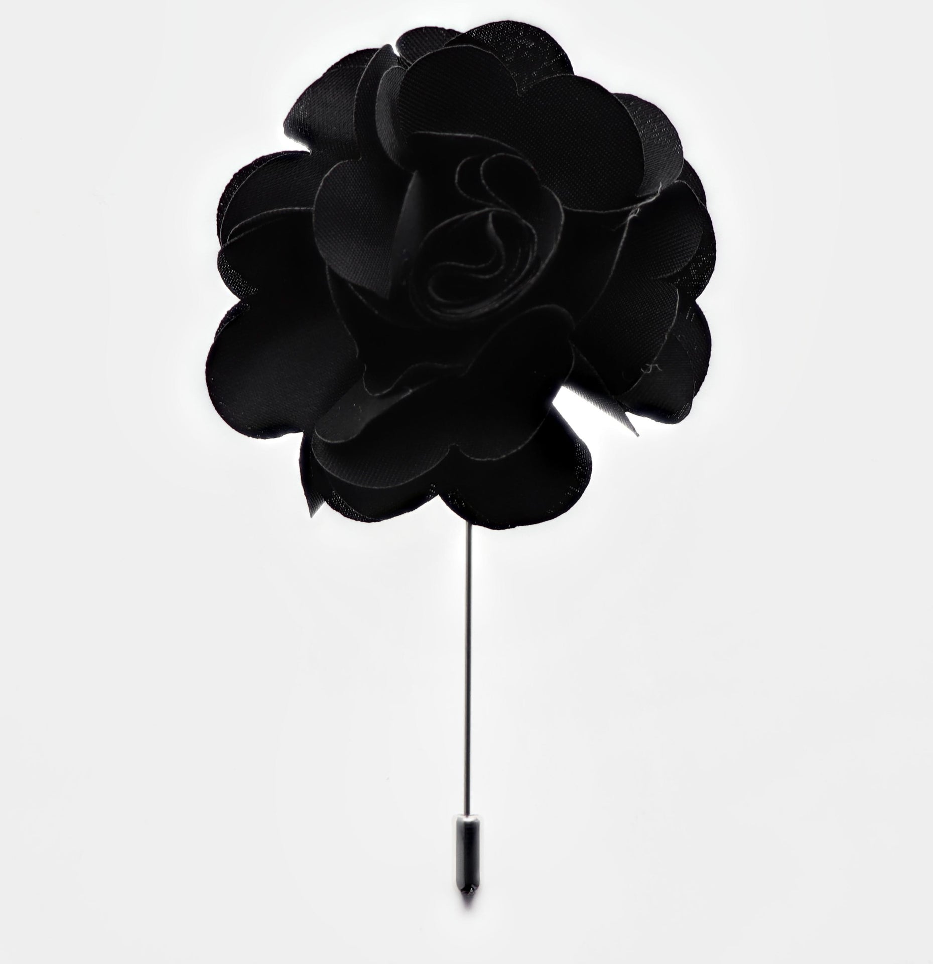 Vittorio Vico Unisex Satin Stick Flower Lapel Pin - Suits You Sir - Black - 