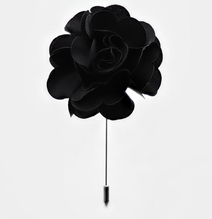 Vittorio Vico Unisex Satin Stick Flower Lapel Pin - Suits You Sir - Black - 