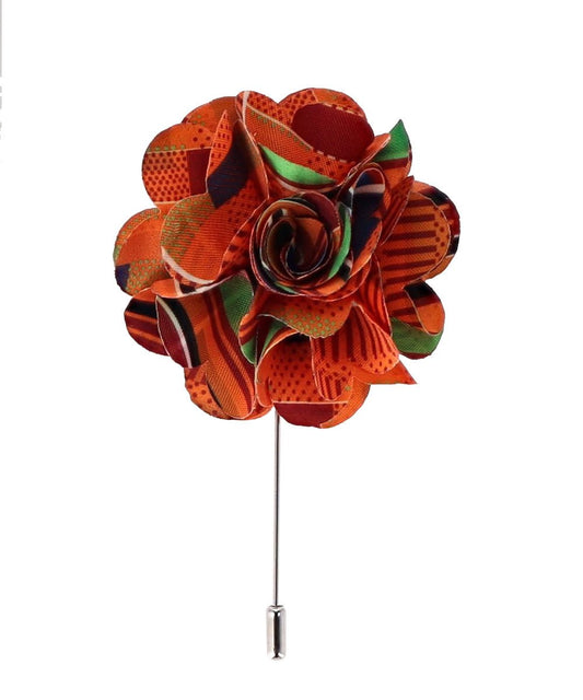Vittorio Vico Unisex Satin Stick Flower Lapel Pin - Suits You Sir - Kente 1 - 