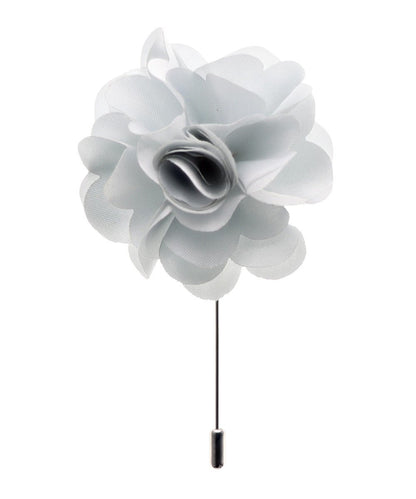 Vittorio Vico Unisex Satin Stick Flower Lapel Pin - Suits You Sir - Light Silver - 