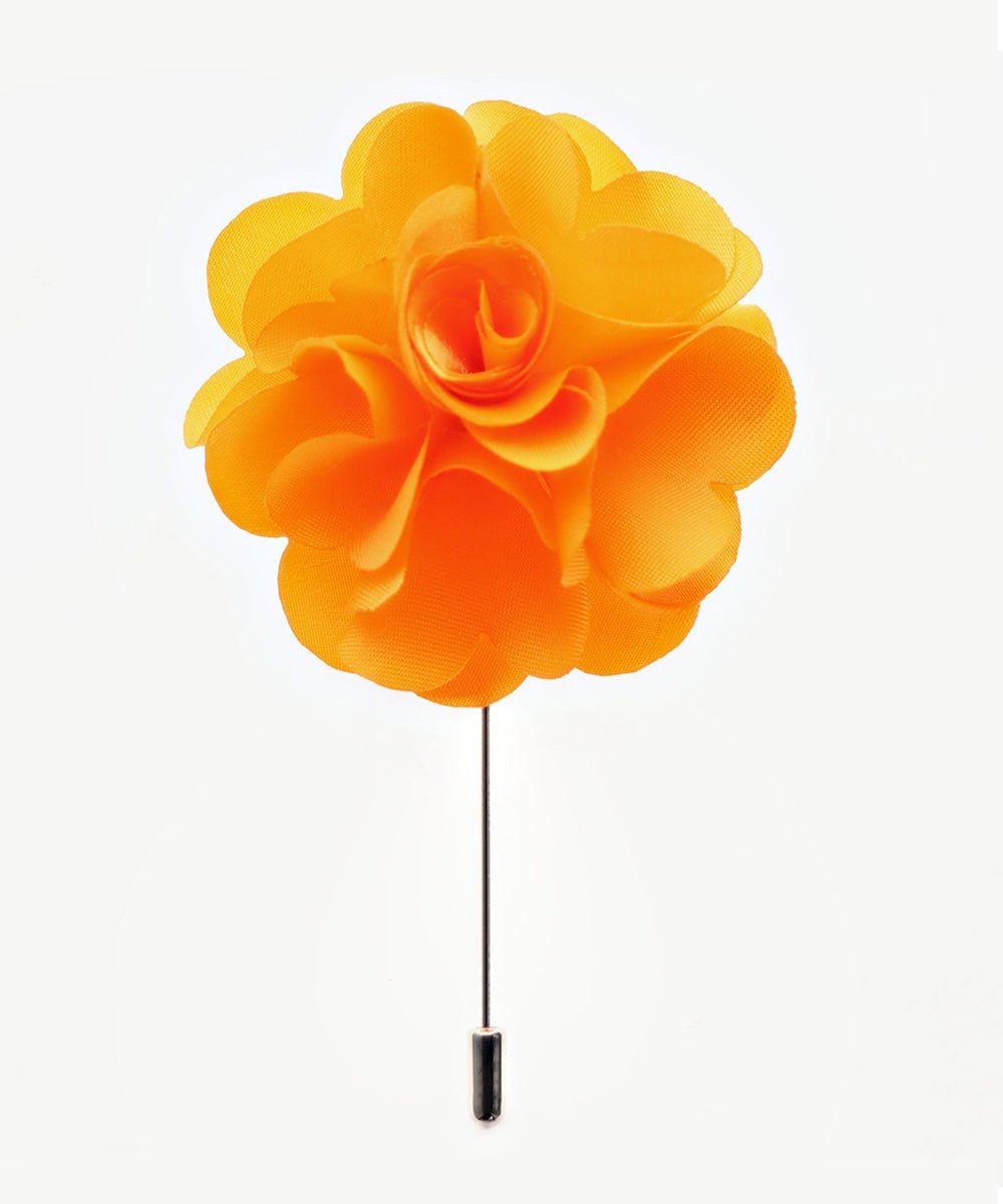Vittorio Vico Unisex Satin Stick Flower Lapel Pin - Suits You Sir - Orange - 