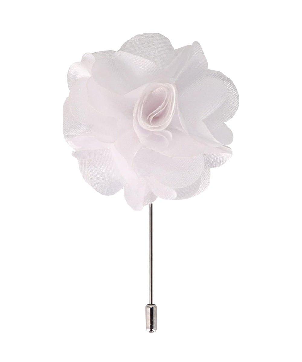 Vittorio Vico Unisex Satin Stick Flower Lapel Pin - Suits You Sir - White - 