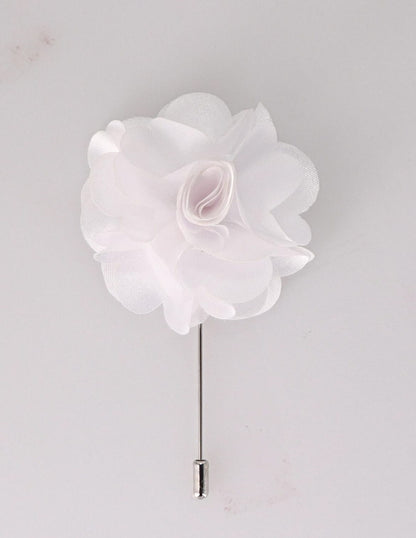 Vittorio Vico Unisex Satin Stick Flower Lapel Pin - Suits You Sir - White - 