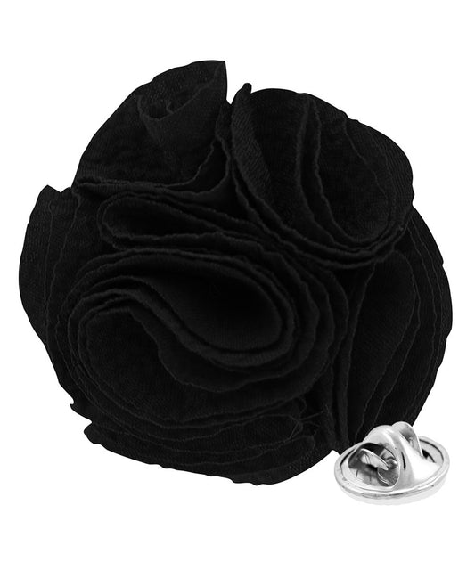 Vittorio Vico Unisex Solid Seersucker Flower Lapel Pin - Suits You Sir - Black - 
