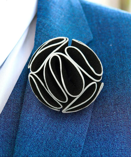 Vittorio Vico Unisex Trim Rose Flower Lapel Pin - Suits You Sir - Black - 