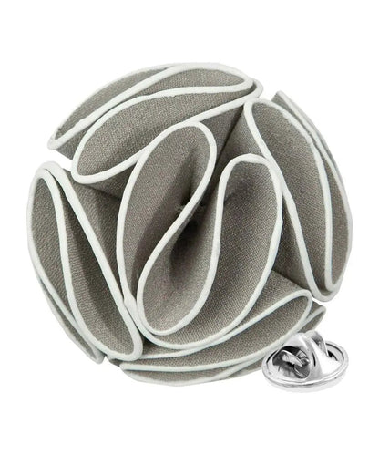 Vittorio Vico Unisex Trim Rose Flower Lapel Pin - Suits You Sir - Gray - 