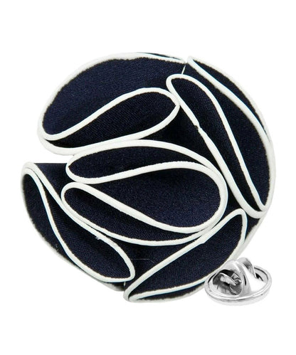 Vittorio Vico Unisex Trim Rose Flower Lapel Pin - Suits You Sir - Navy Blue - 