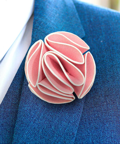 Vittorio Vico Unisex Trim Rose Flower Lapel Pin - Suits You Sir - Pink - 