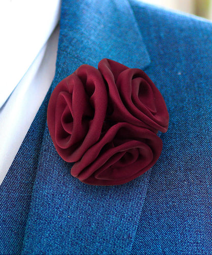 Vittorio Vico Unisex Trio Cluster Satin Flower Lapel Pin - Suits You Sir - Burgundy - 