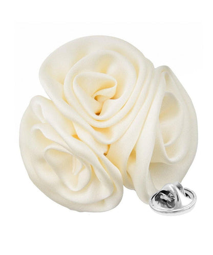 Vittorio Vico Unisex Trio Cluster Satin Flower Lapel Pin - Suits You Sir - Ivory - 