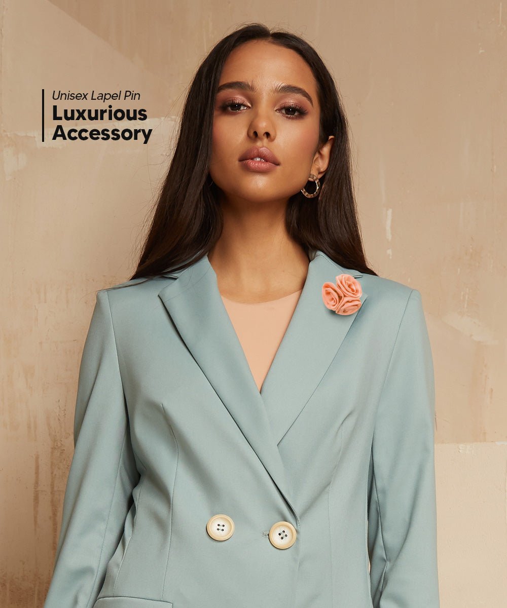 Vittorio Vico Unisex Trio Cluster Satin Flower Lapel Pin - Suits You Sir - Peach - 