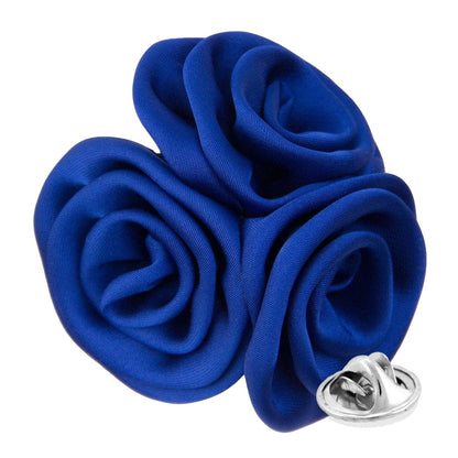 Vittorio Vico Unisex Trio Cluster Satin Flower Lapel Pin - Suits You Sir - Royal Blue - 