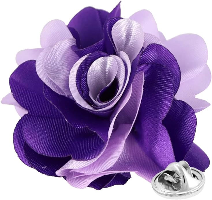Vittorio Vico Unisex Two Tone Satin Flower Lapel Pin - Suits You Sir - Purple and Lavender - 