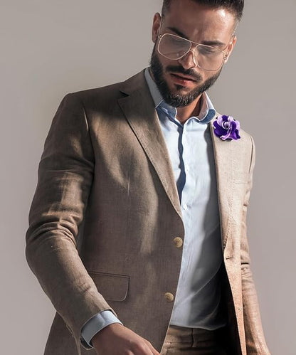 Vittorio Vico Unisex Two Tone Satin Flower Lapel Pin - Suits You Sir - Purple and Lavender - 