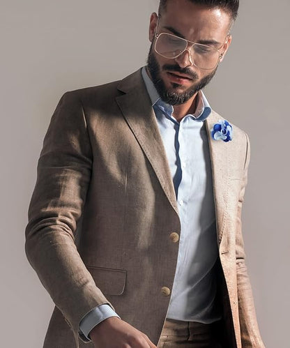 Vittorio Vico Unisex Two Tone Satin Flower Lapel Pin - Suits You Sir - Sky Blue and Royal Blue - 