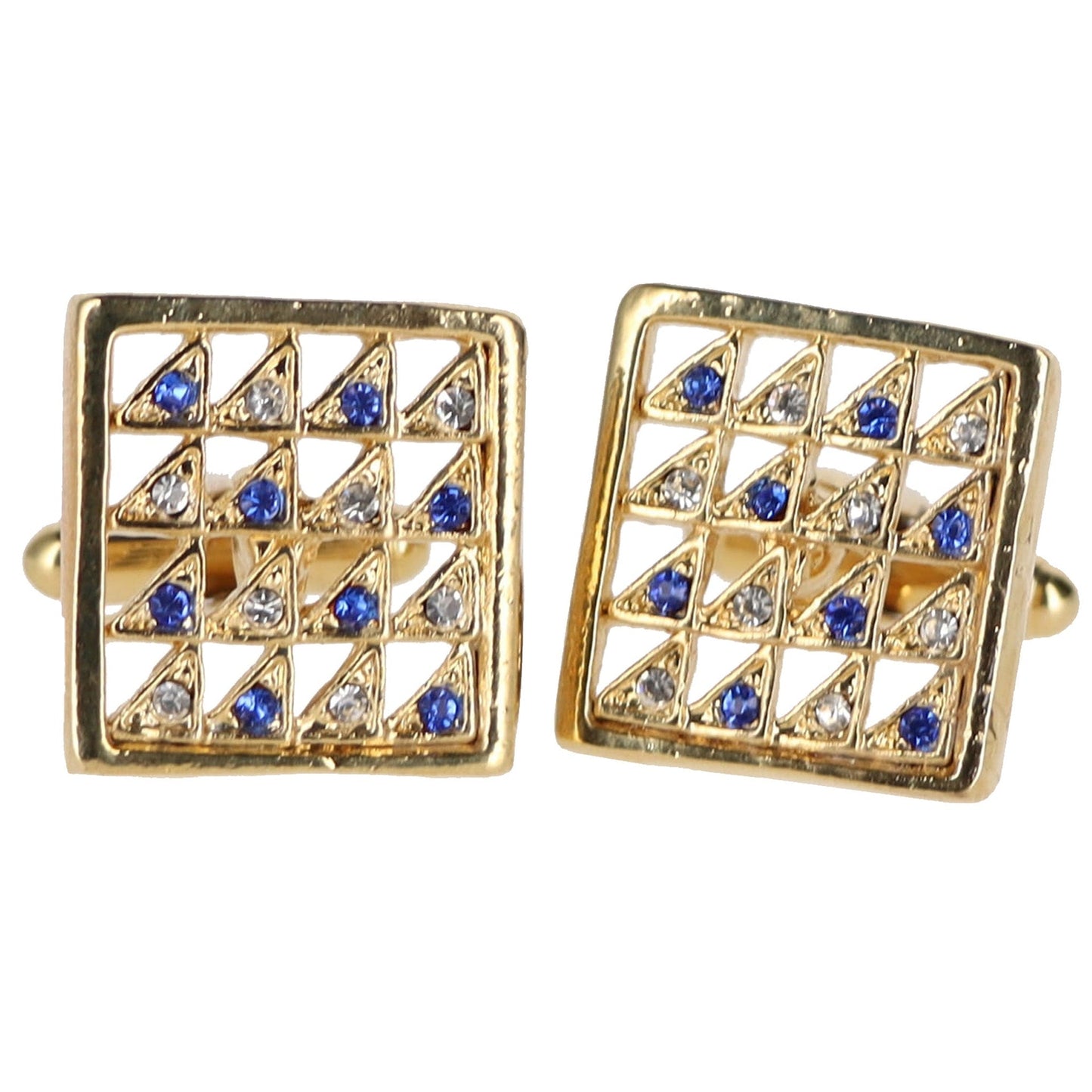 Vittorio Vico Very Fine Cufflinks (90xx Series) - Suits You Sir - Blue, Clear and Gold - 