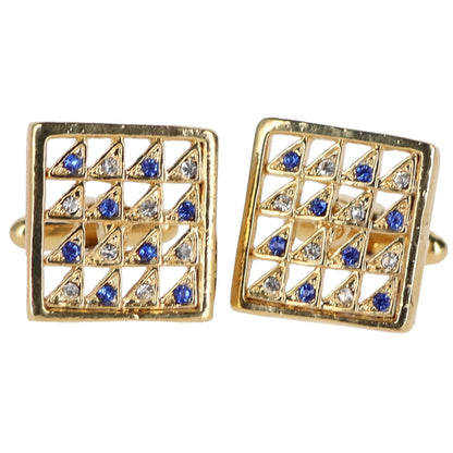 Vittorio Vico Very Fine Cufflinks (90xx Series) - Suits You Sir - Blue, Clear and Gold - 