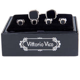 Vittorio Vico Men's Silver Cufflinks & Stud Sets in Gift Box