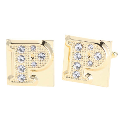 Vittorio Vico Rhinestone Initial Cufflinks in Gift Box