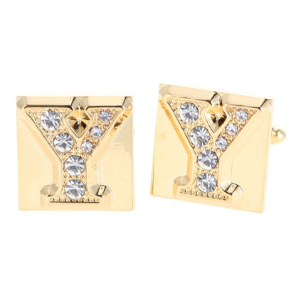 Vittorio Vico Rhinestone Initial Cufflinks in Gift Box